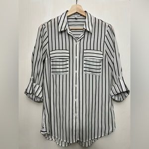 EXPRESS The City Shirt - Portofino - Black & White striped
